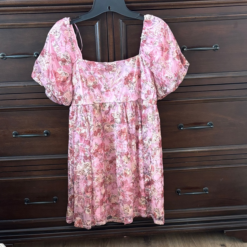 Francesca's Collections Pink Floral Mini Dress